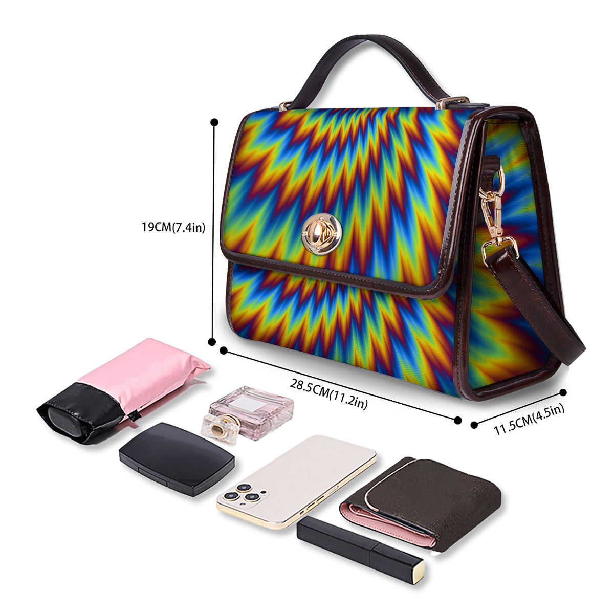 Illusion Optical Psychedelic Expansion Women's Satchel Bag - Image 4