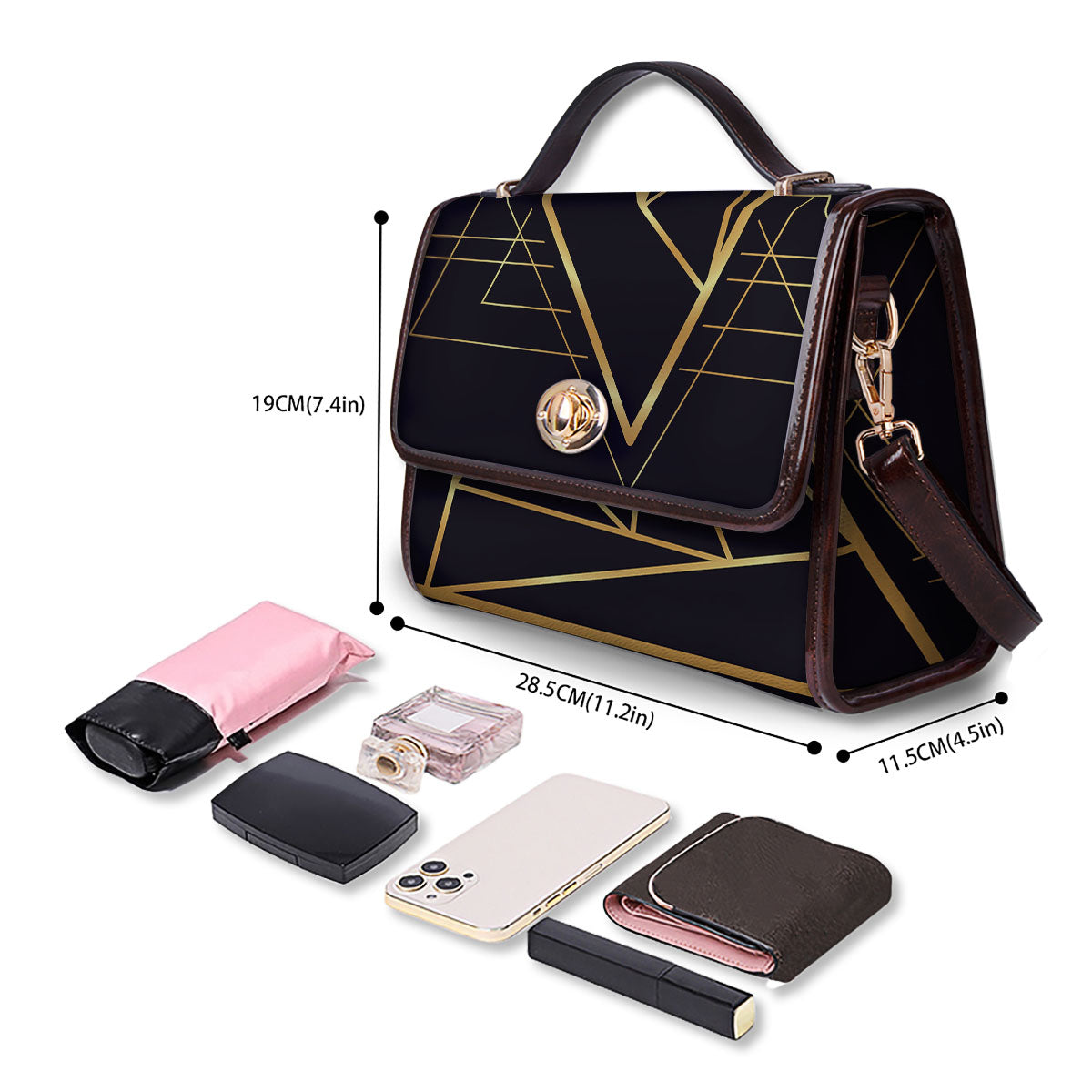 Pyramid Rose Print Women's Satchel Bag - Image 4