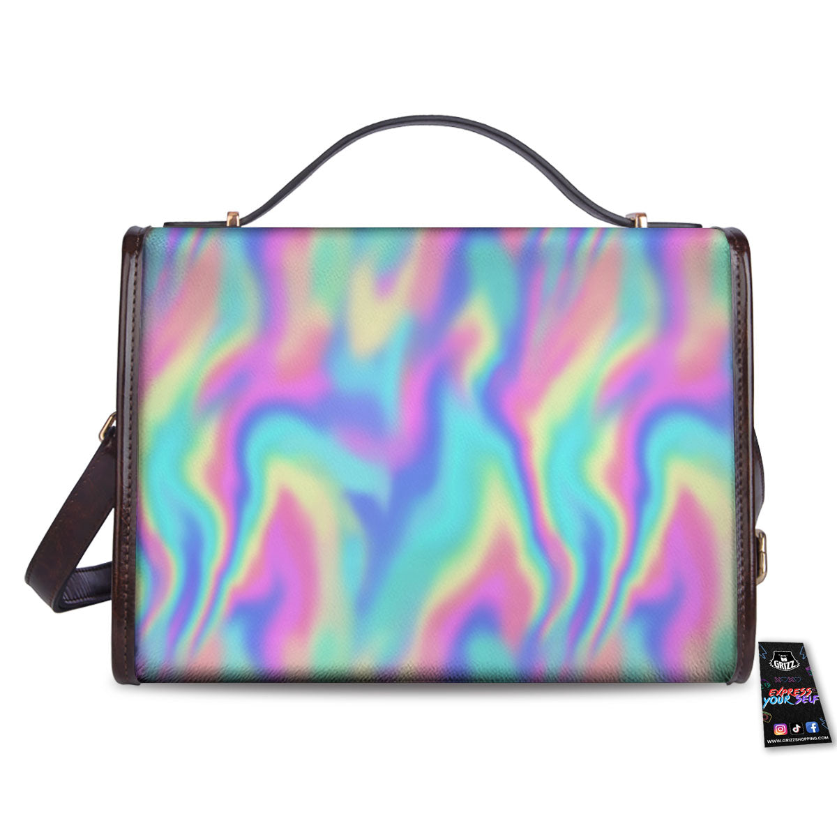 Holographic Rainbow Print Pattern Women's Satchel Bag - Image 2