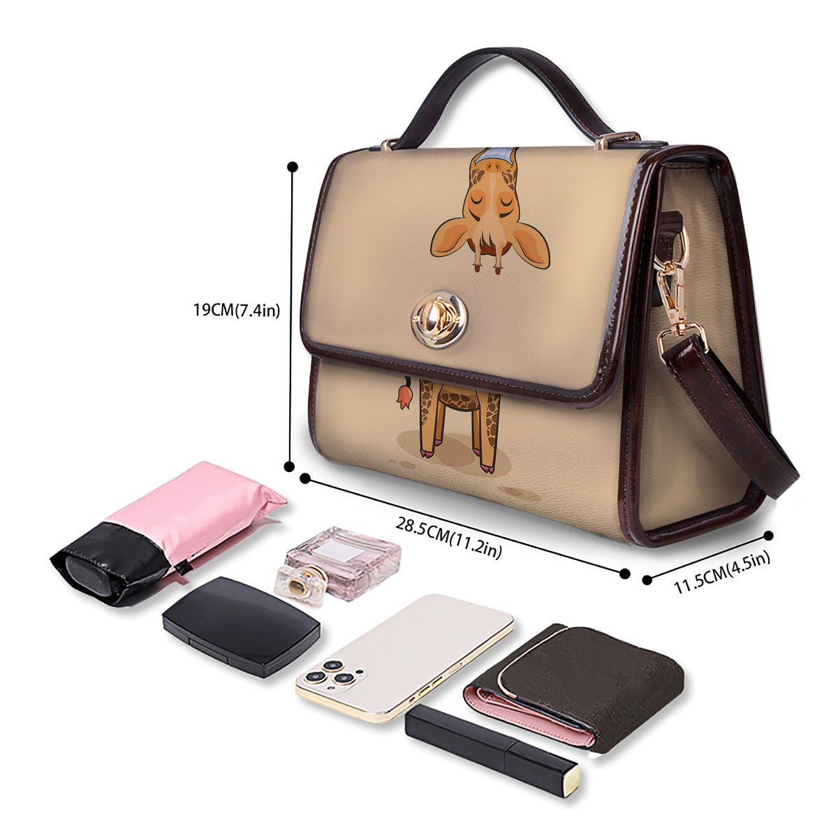 Giraffe Smiley Face Print Women's Satchel Bag - Image 4