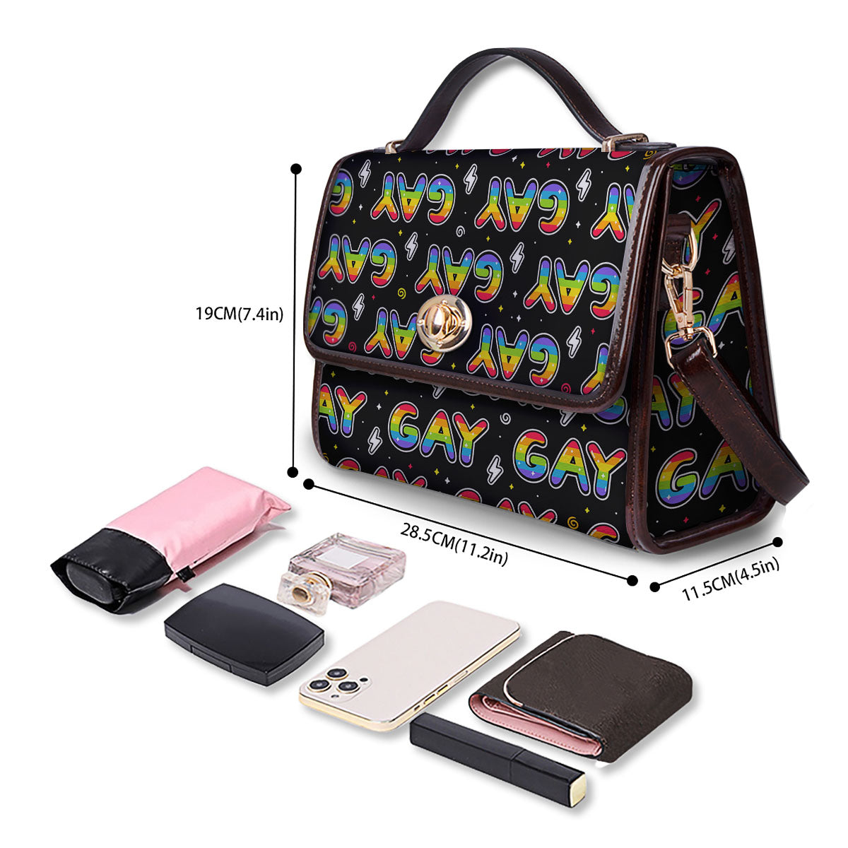 Gay Pride Rainbow Print Pattern Women's Satchel Bag - Image 4