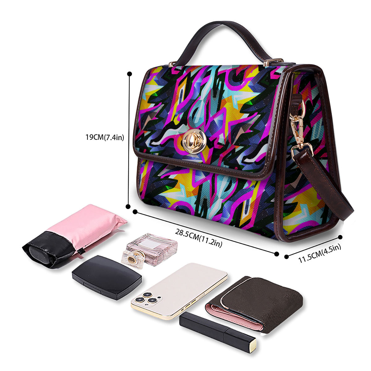 Funky Psychedelic Print Pattern Women's Satchel Bag - Image 4