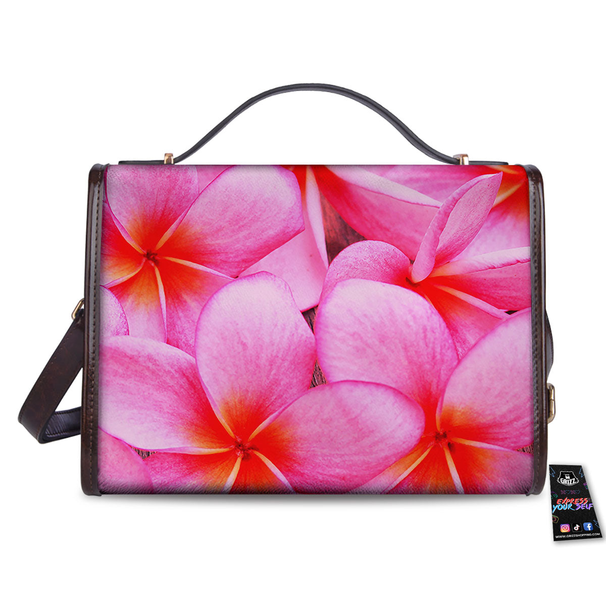 Frangipani Flower Pink Print Women's Satchel Bag - Image 2