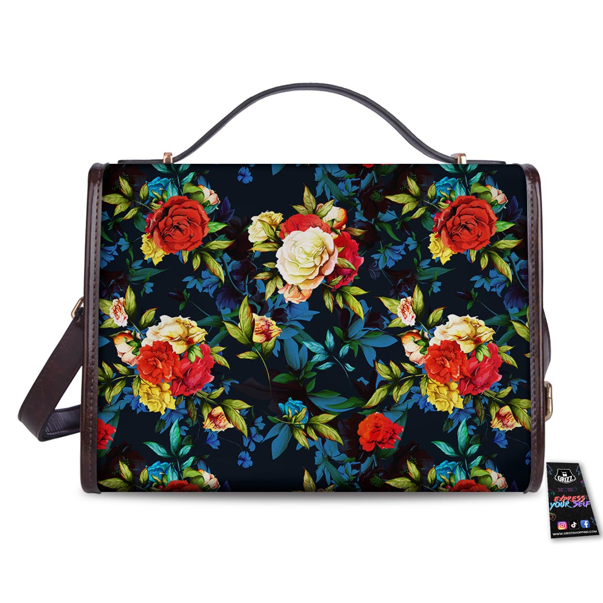 Flowers Yellow And Red Print Pattern Women's Satchel Bag - Image 2