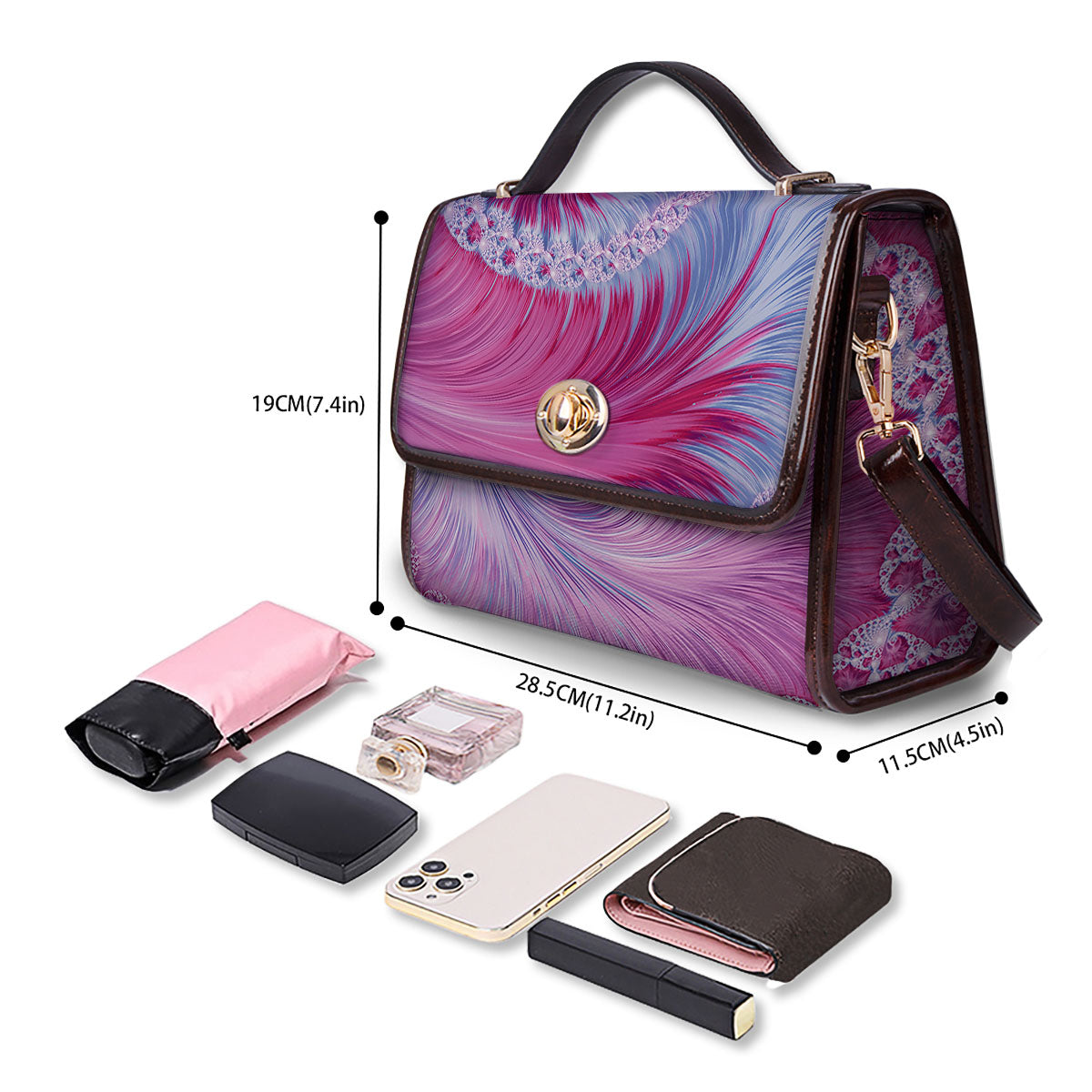 Fractal Spiral Print Women's Satchel Bag - Image 4