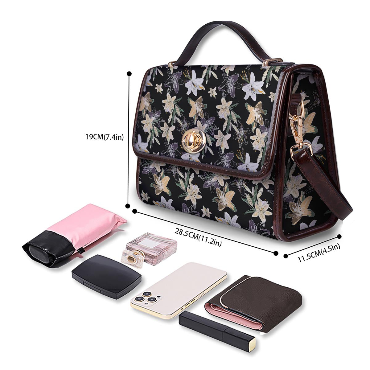 Flowers Spring Lily Print Pattern Women's Satchel Bag - Image 4