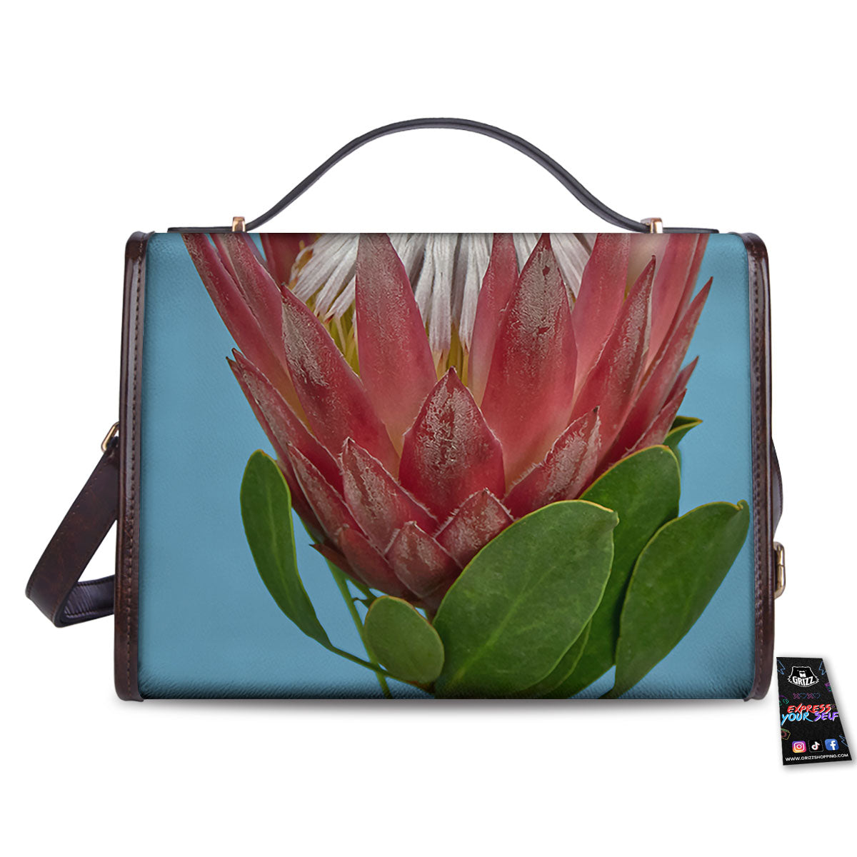 Flower Protea Print Women's Satchel Bag - Image 2