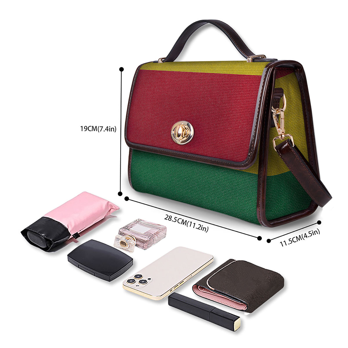 Flag Rasta Print Women's Satchel Bag - Image 4