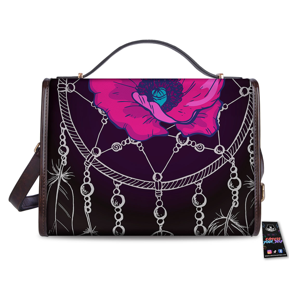 Dream Catcher Flower Bohemian Print Women's Satchel Bag - Image 2