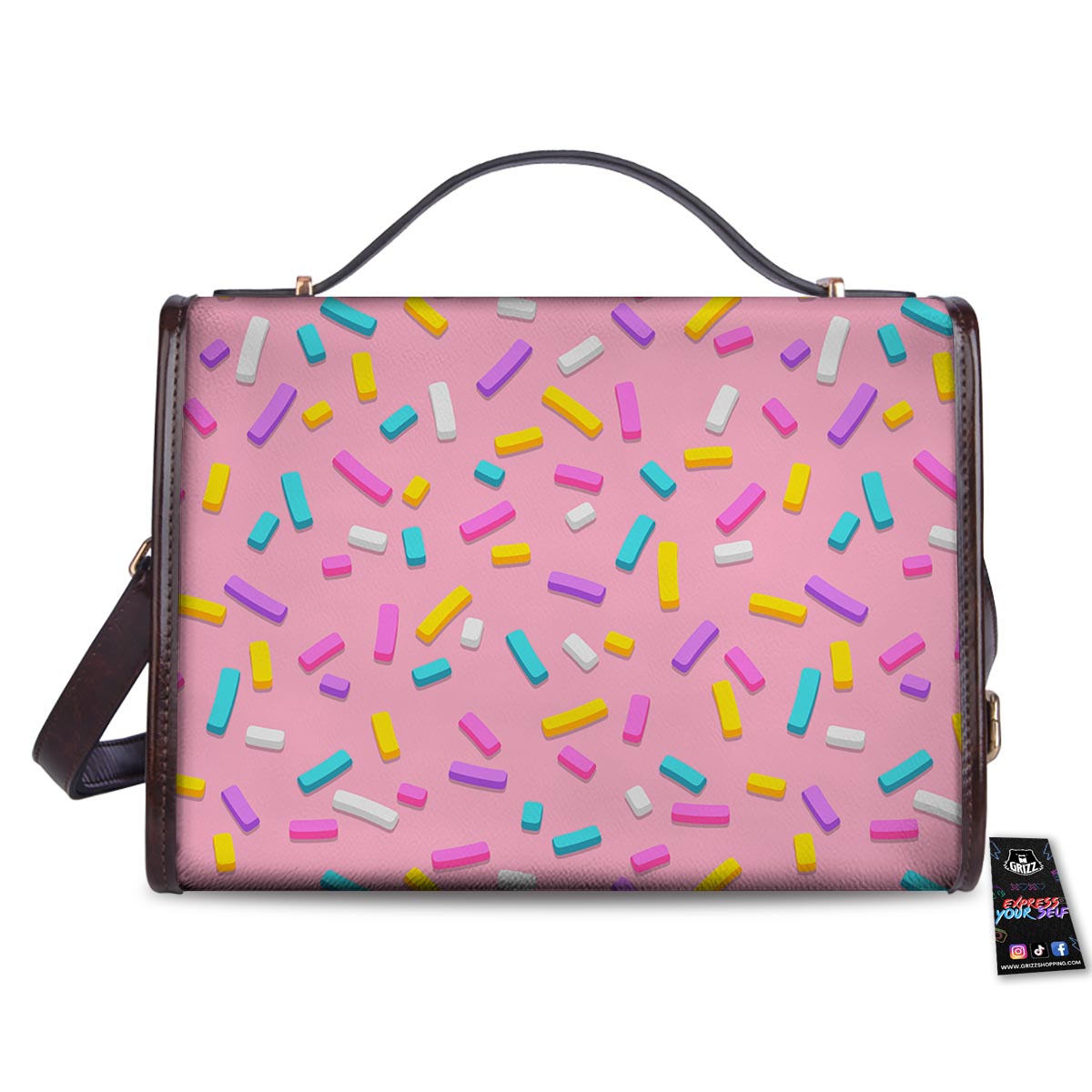 Donut Sprinkles Print Pattern Women's Satchel Bag - Image 2