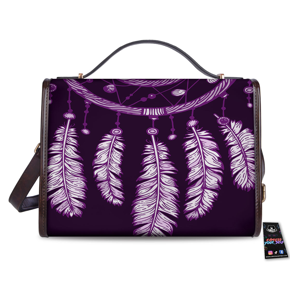 Dream Catcher Purple Indian Print Women's Satchel Bag - Image 2