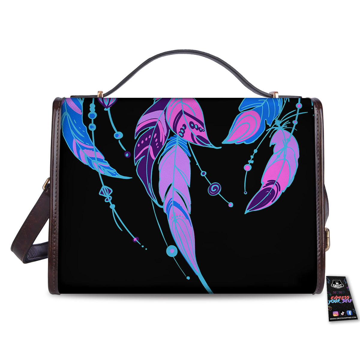 Dream Catcher Blue And Purple Black Print Women's Satchel Bag - Image 2