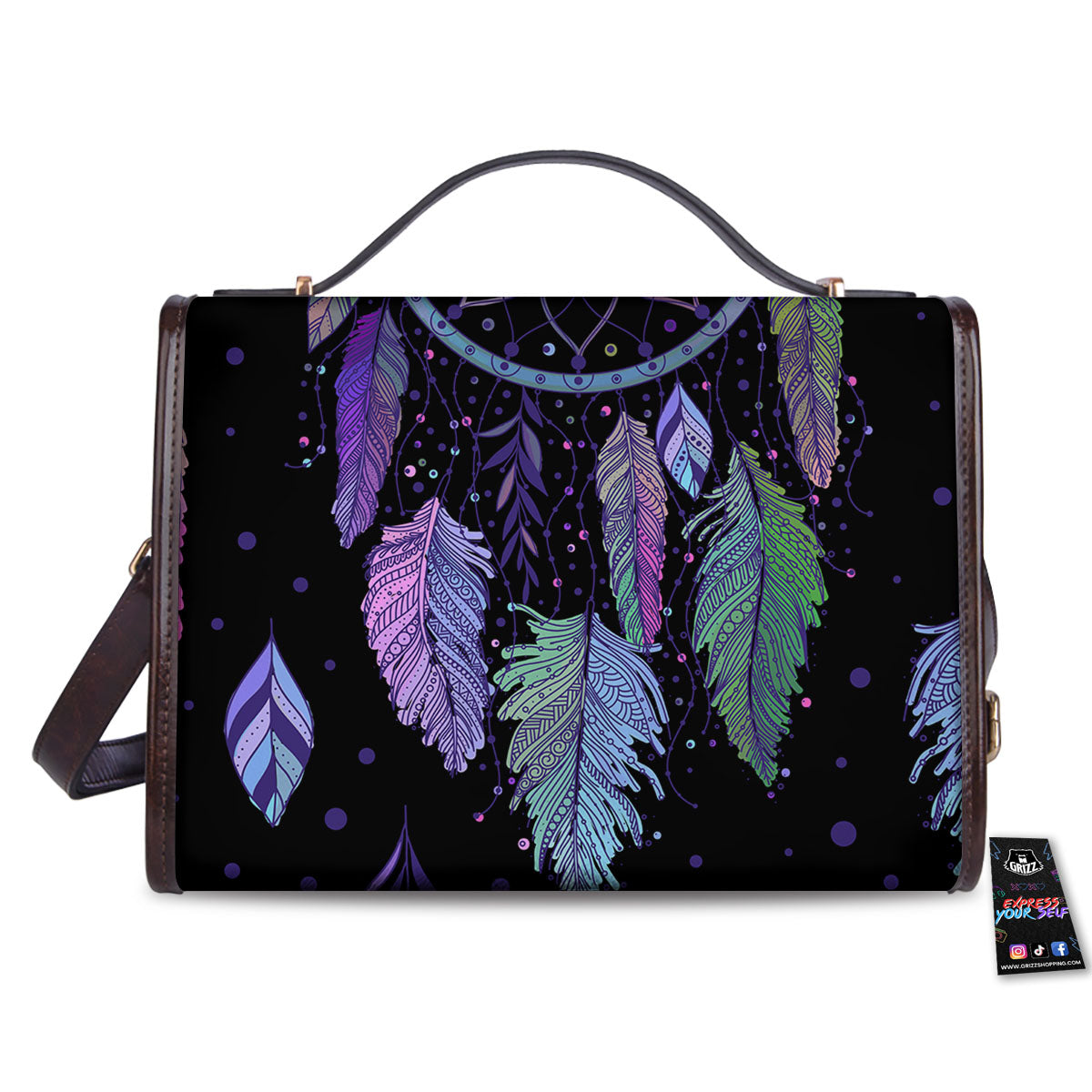 Dream Catcher Teal And Purple Print Women's Satchel Bag - Image 2