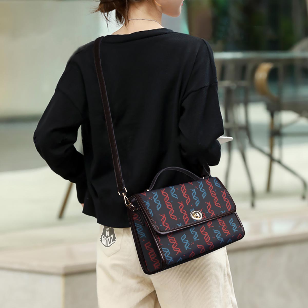 DNA Blue And Red Print Pattern Women's Satchel Bag - Image 3