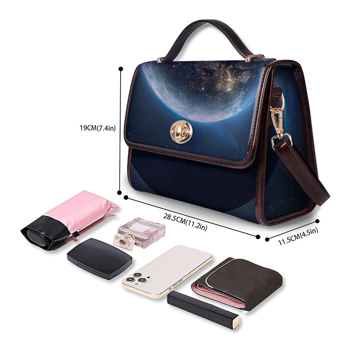 Earth And Space Print Women's Satchel Bag - Image 4