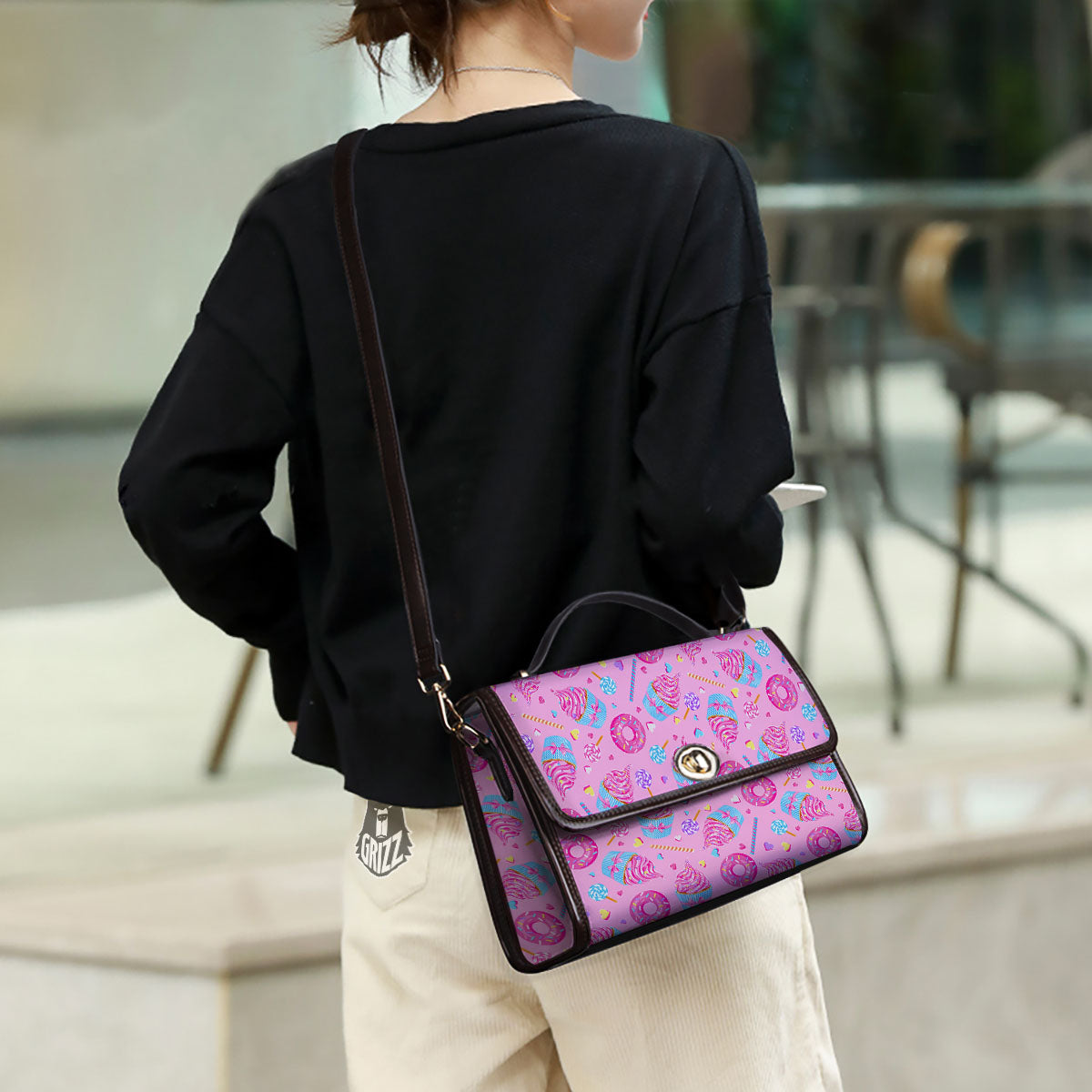 Cupcake Pink Print Pattern Women's Satchel Bag - Image 3