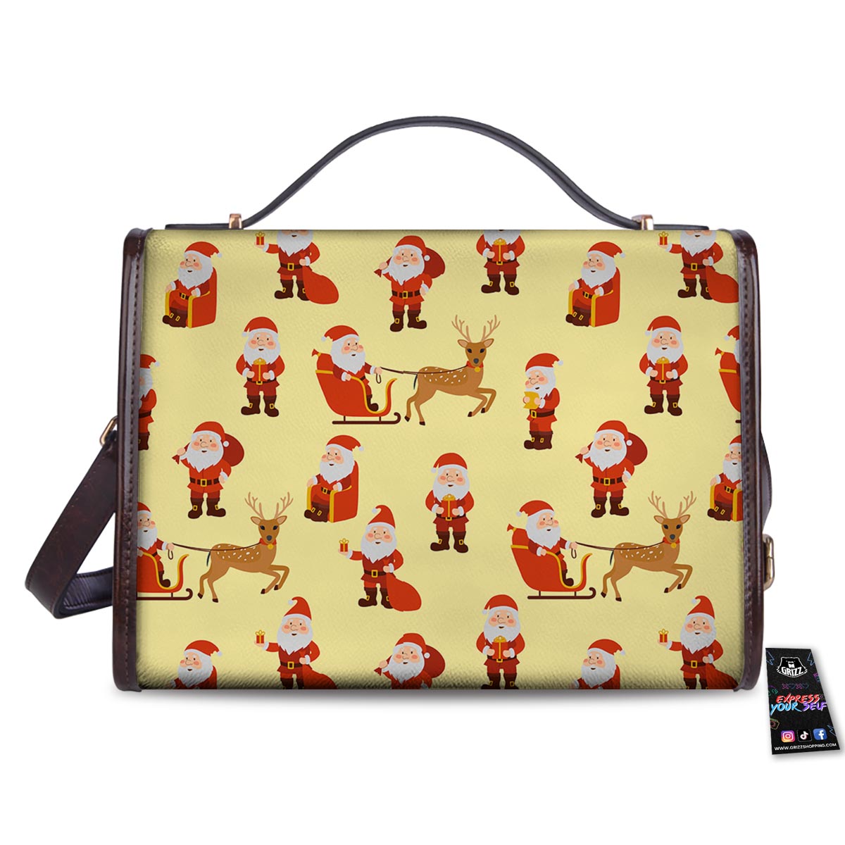 Deer Santa Claus Print Pattern Women's Satchel Bag - Image 2