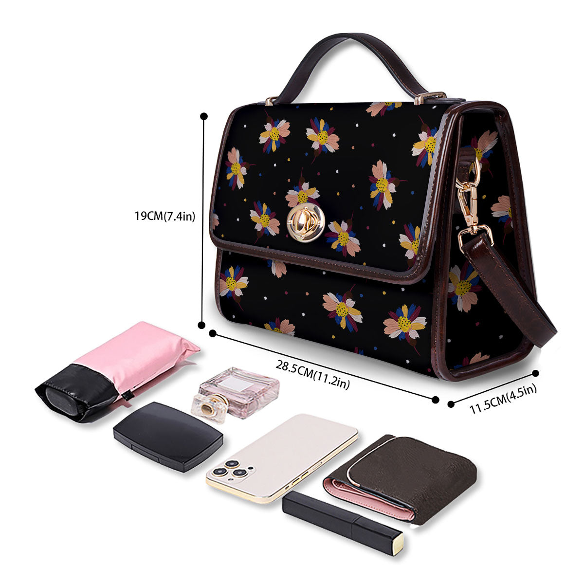Daisy Floral Polka Dot Print Pattern Women's Satchel Bag - Image 4
