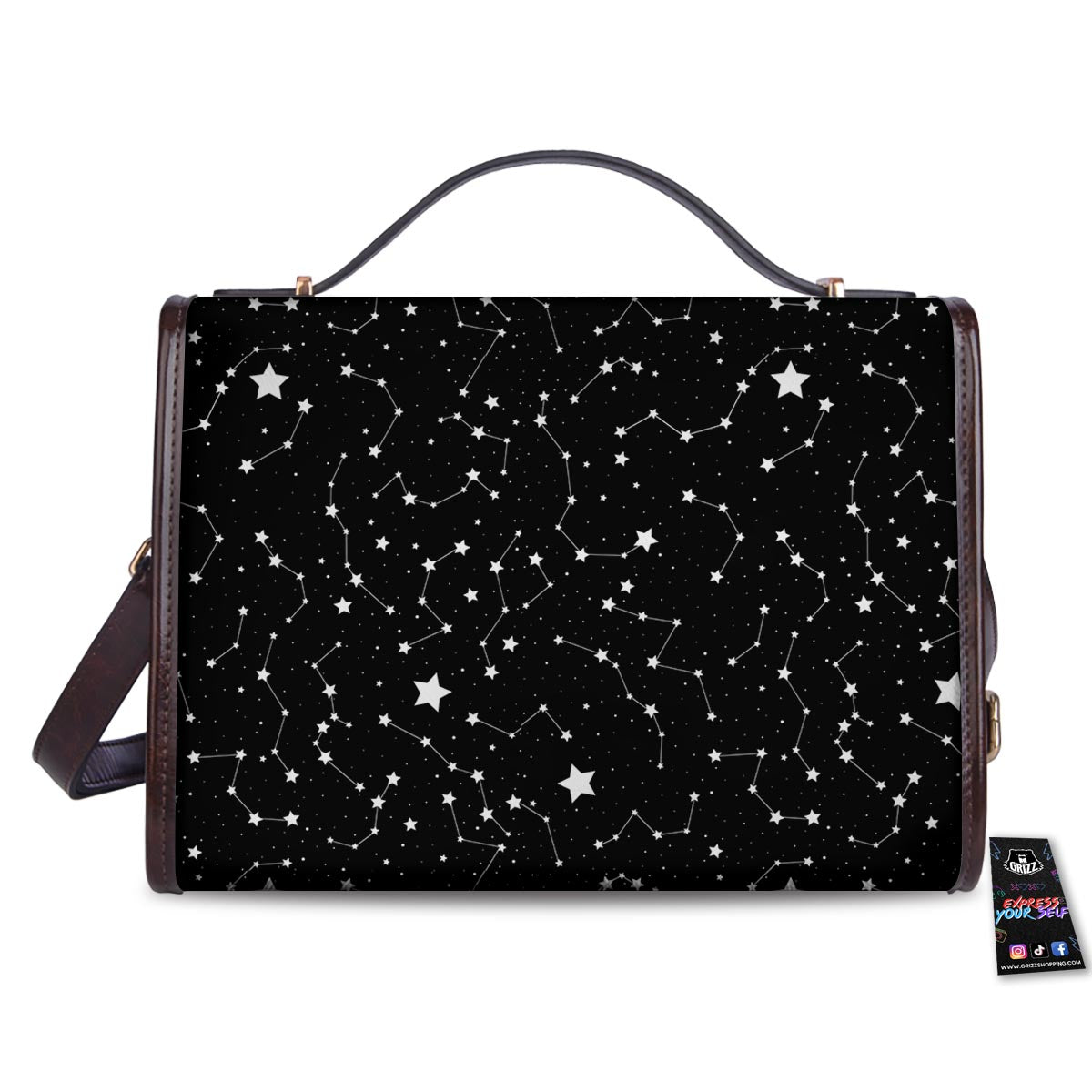 Constellations Star Print Pattern Women's Satchel Bag - Image 2