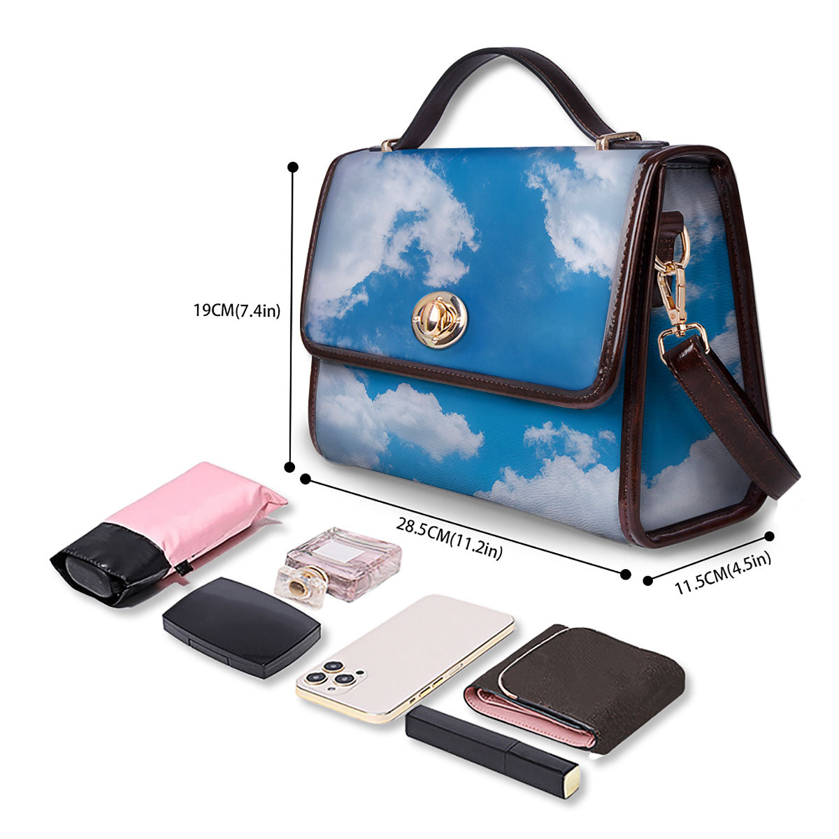 Cloud Sky Print Women's Satchel Bag - Image 4
