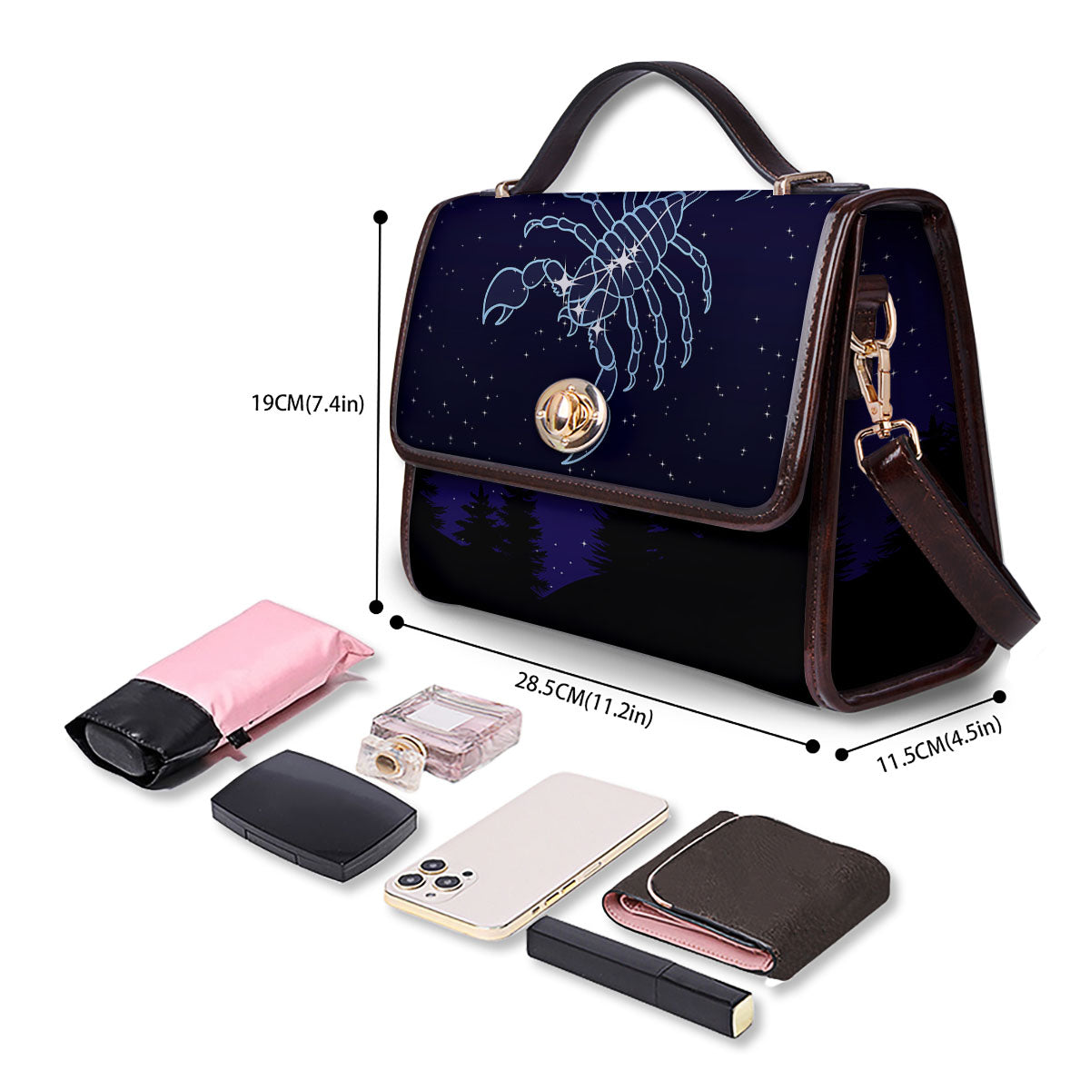 Constellation Scorpio Print Women's Satchel Bag - Image 4