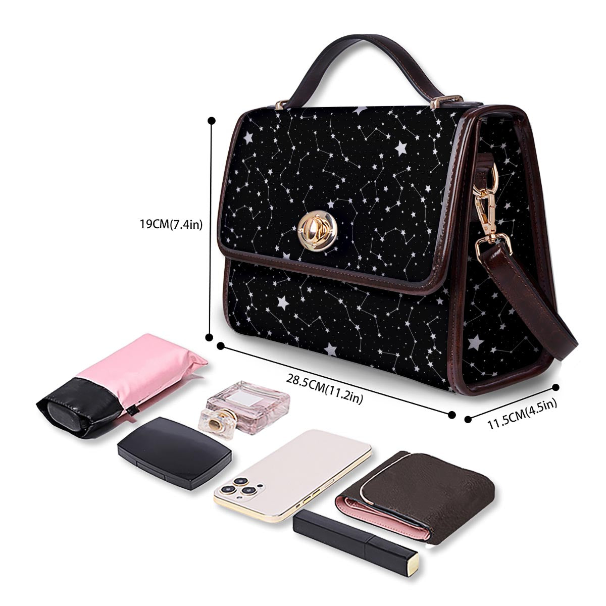 Constellations Star Print Pattern Women's Satchel Bag - Image 4