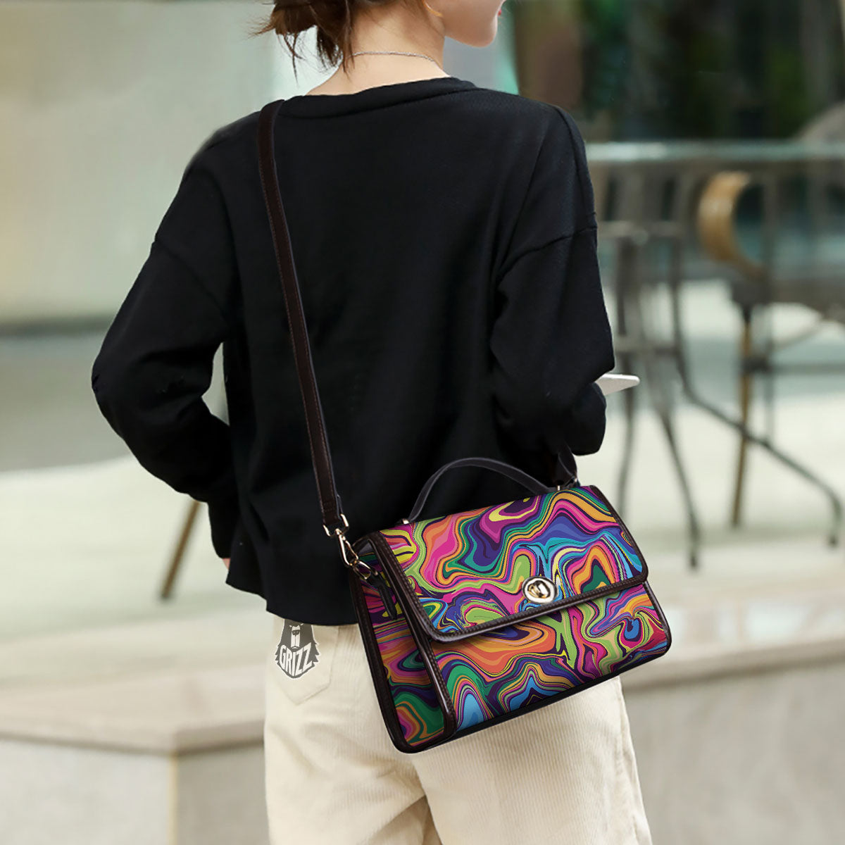 Colorful Psychedelic Print Women's Satchel Bag - Image 3