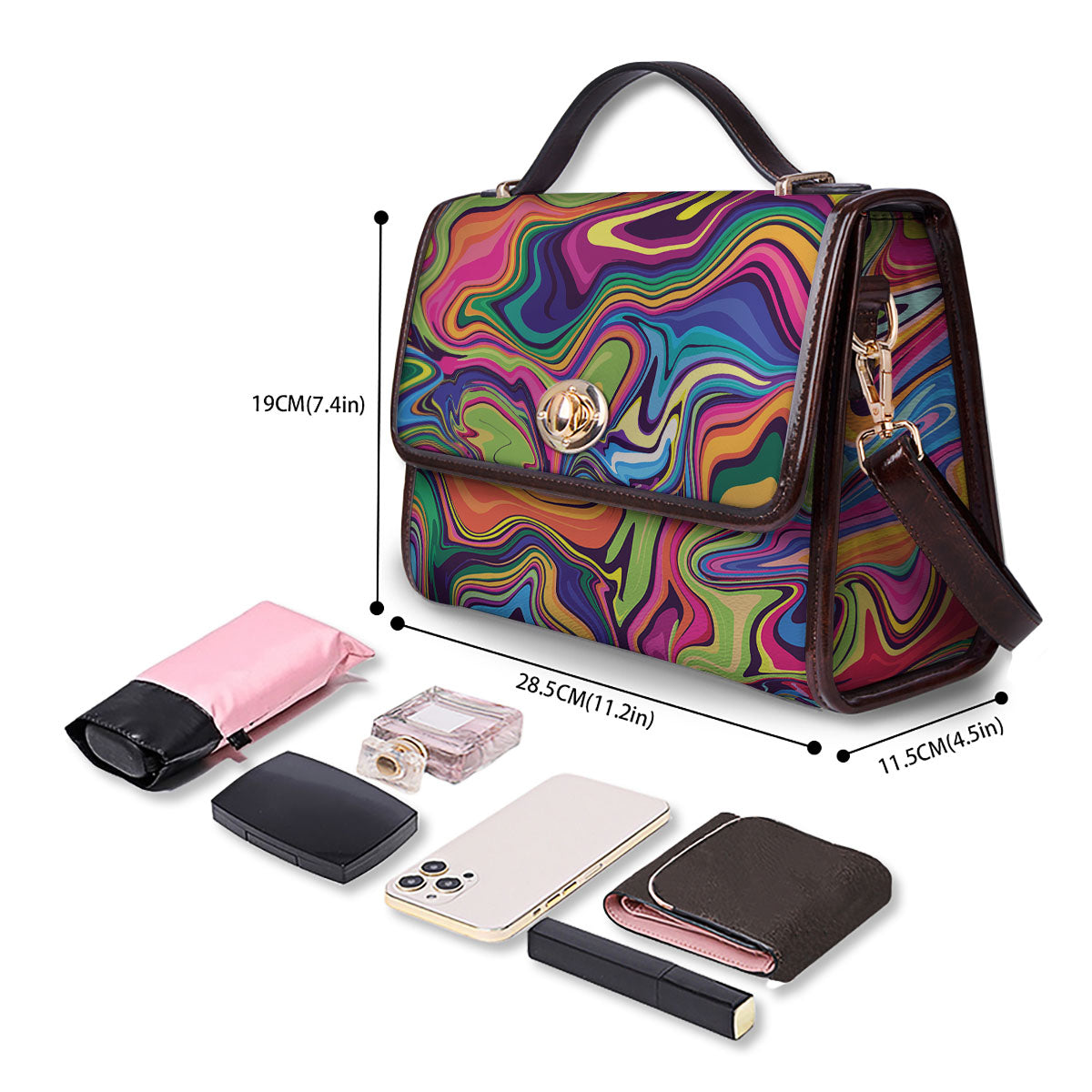 Colorful Psychedelic Print Women's Satchel Bag - Image 4