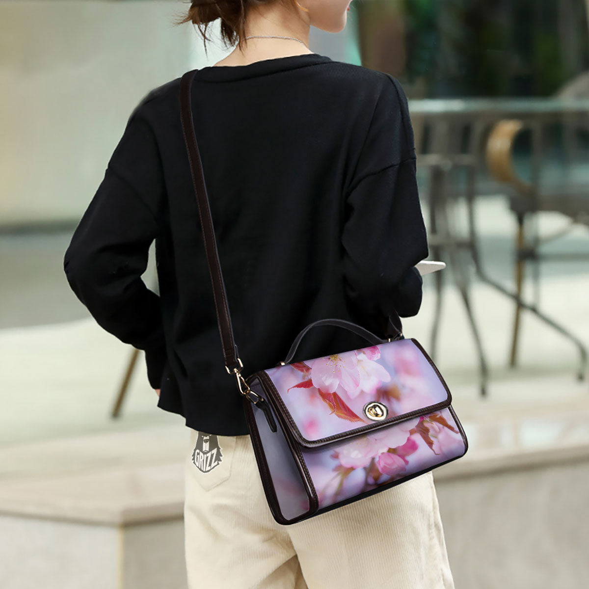 Cherry Blossom Sakura Flower Print Women's Satchel Bag - Image 3