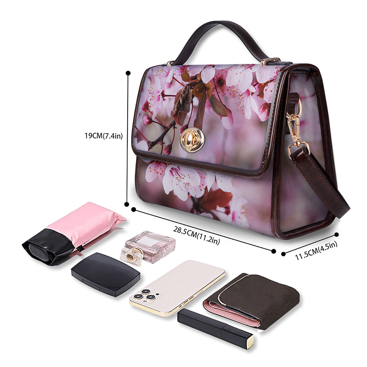 Cherry Blossom Sakura Print Women's Satchel Bag - Image 4
