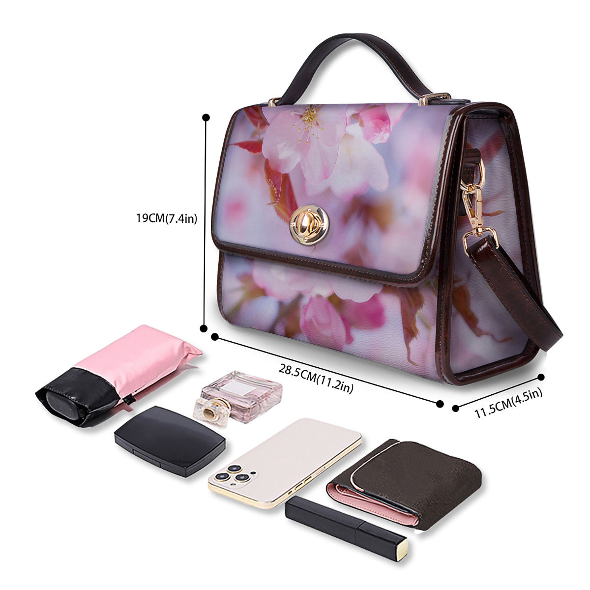 Cherry Blossom Sakura Flower Print Women's Satchel Bag - Image 4