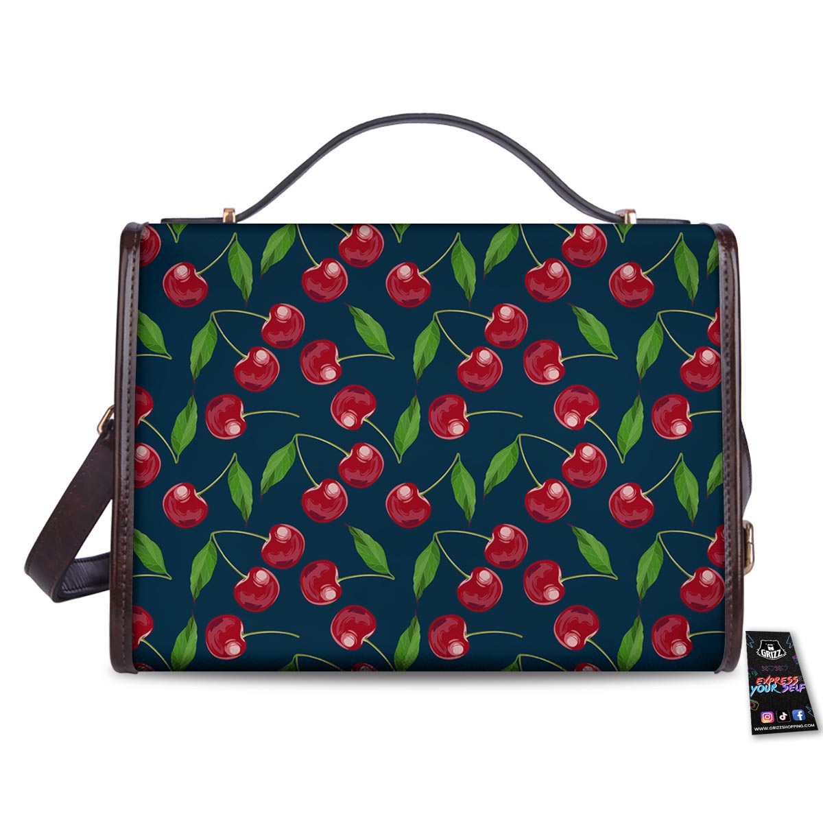 Cherry Red Print Pattern Women's Satchel Bag - Image 2