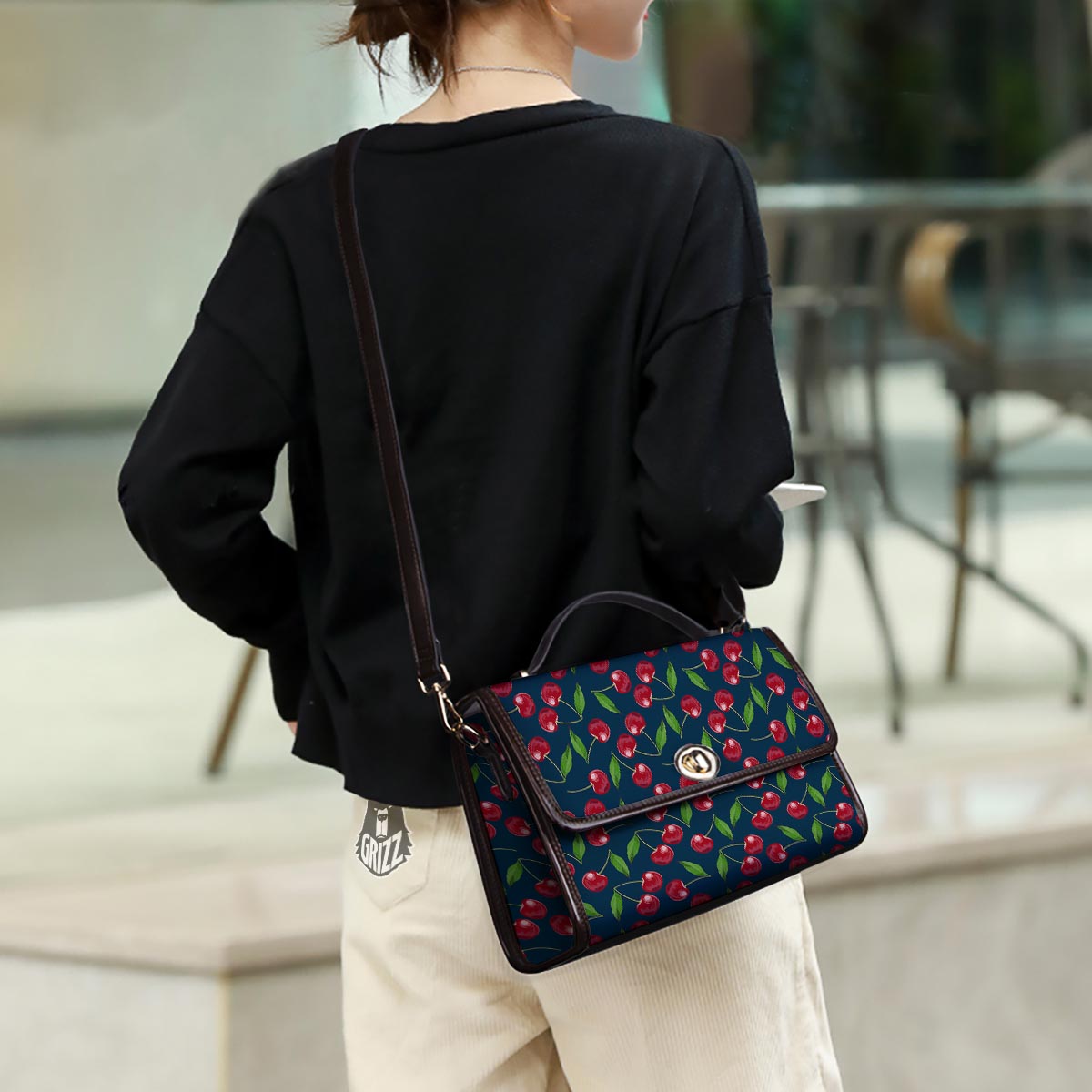 Cherry Red Print Pattern Women's Satchel Bag - Image 3