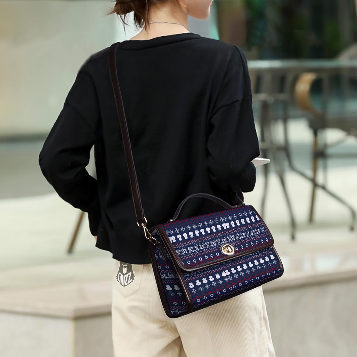 Christmas Scandinavian Print Pattern Women's Satchel Bag - Image 3