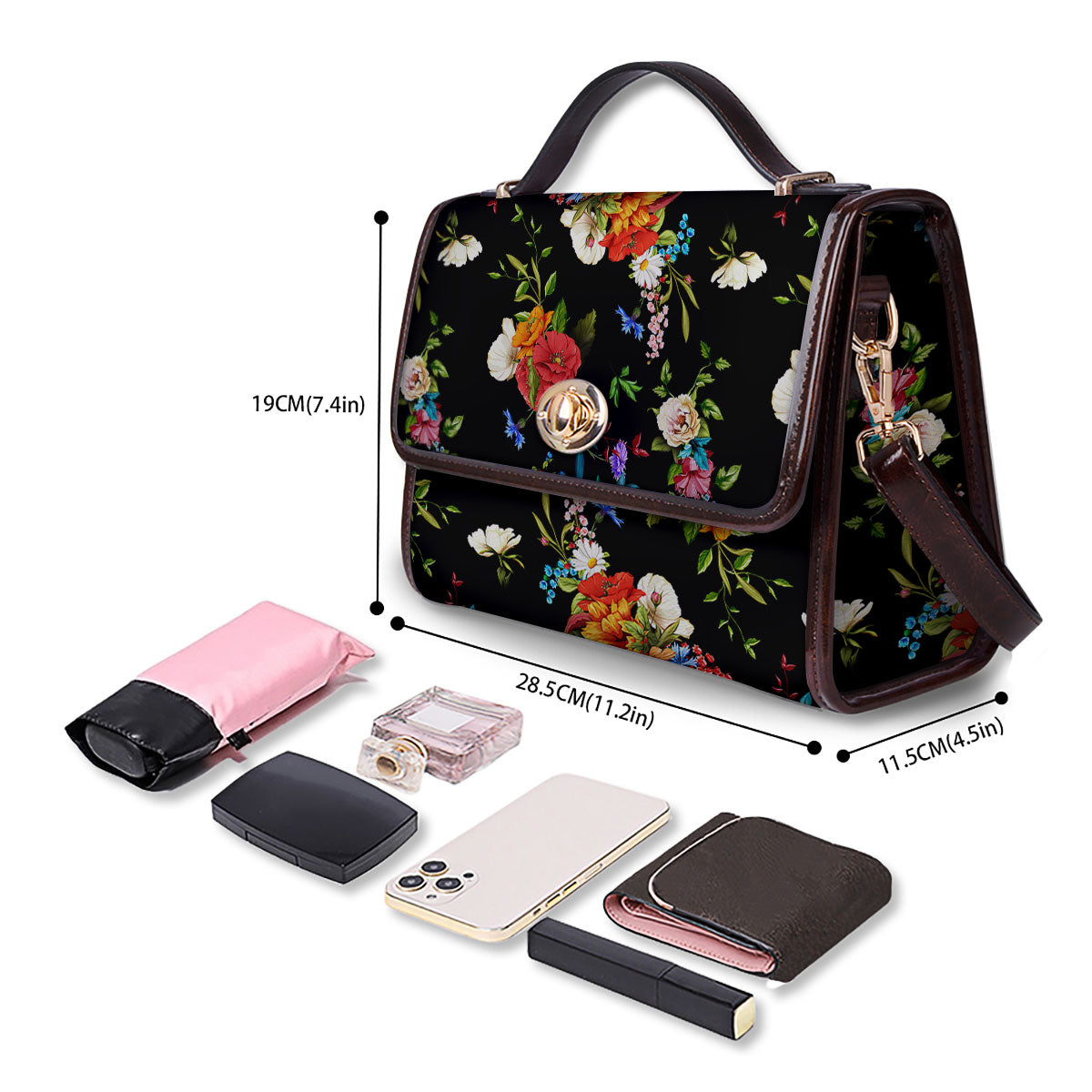 Chamomile And Poppy Print Pattern Women's Satchel Bag - Image 4