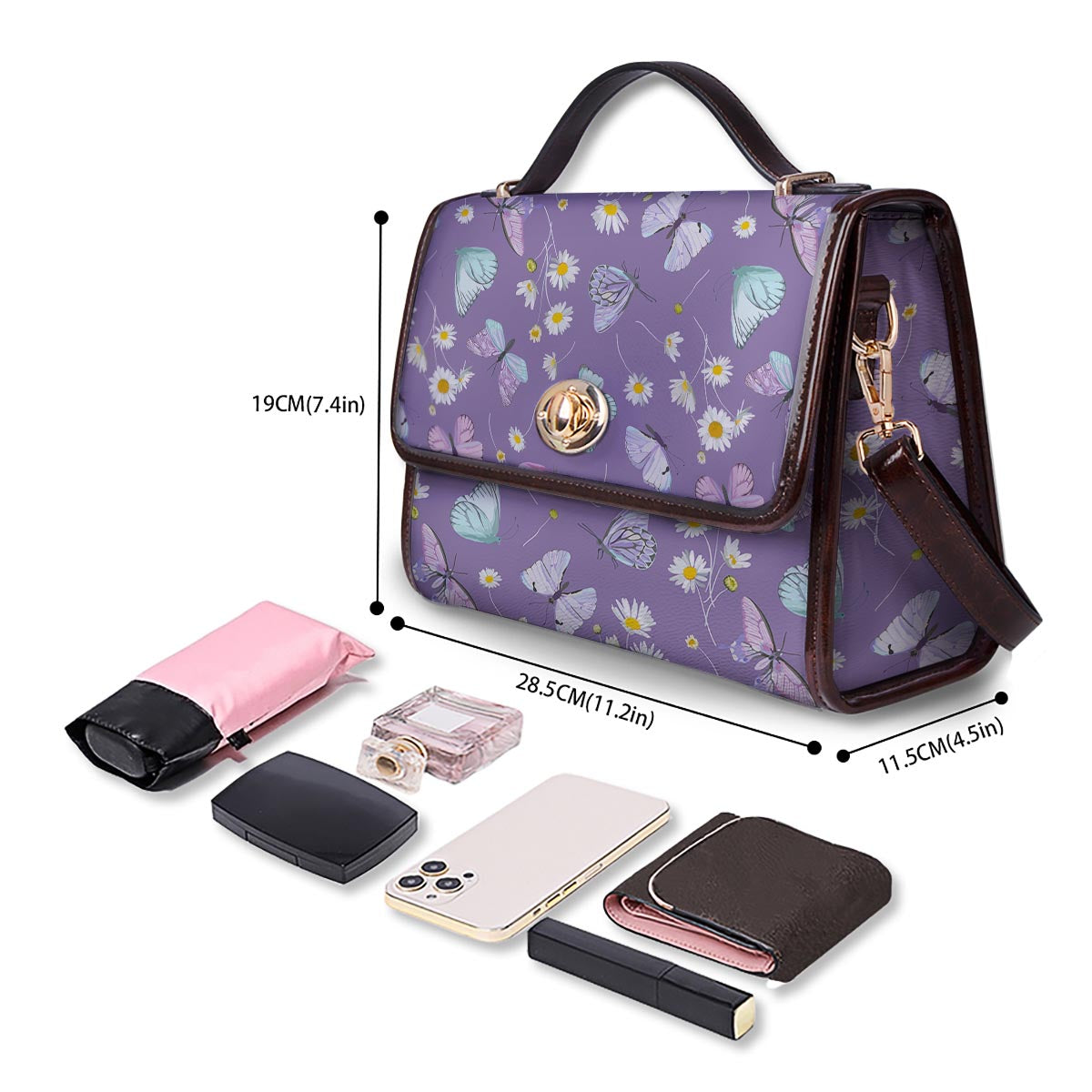 Butterfly Spring Print Pattern Women's Satchel Bag - Image 4