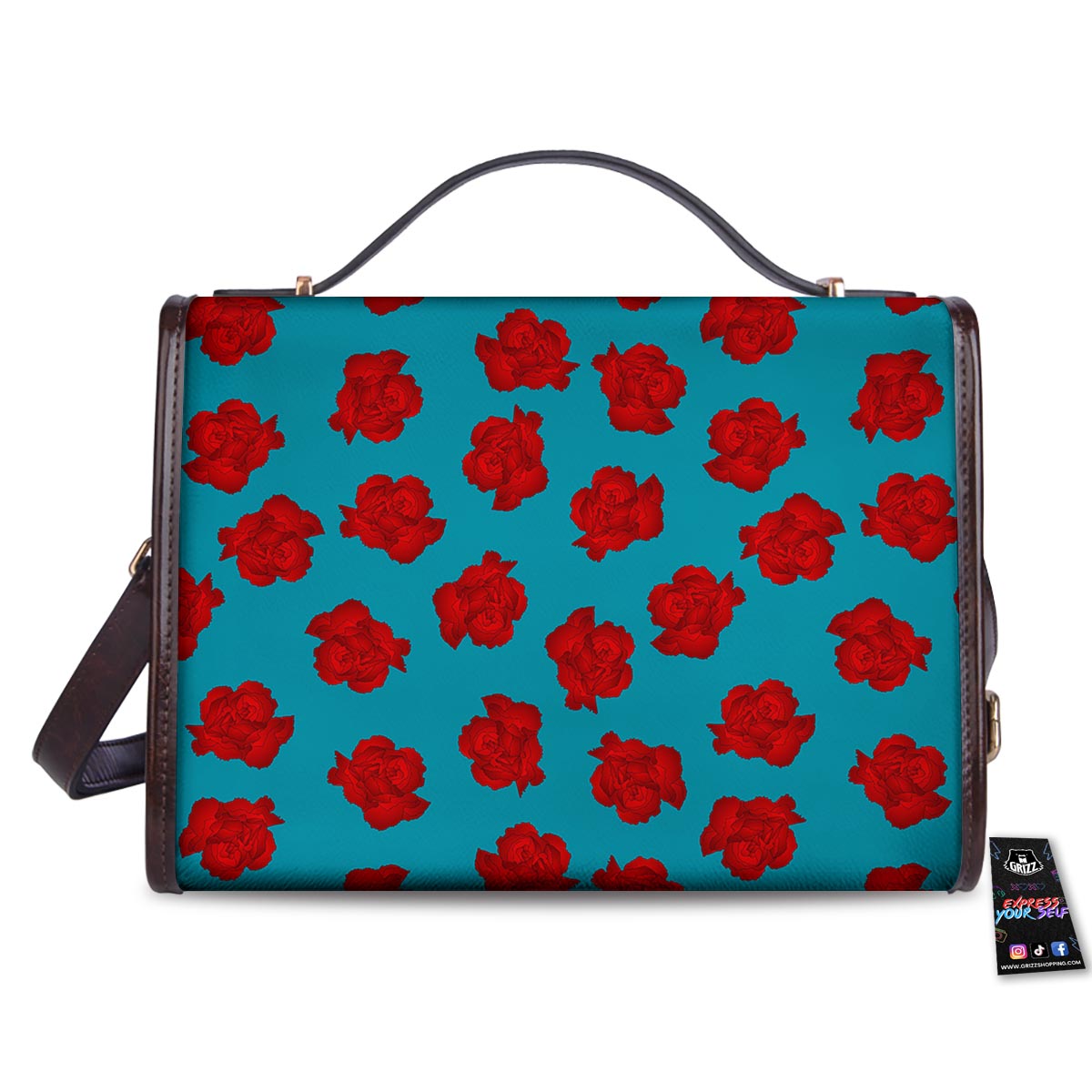 Carnation Blue And Red Print Pattern Women's Satchel Bag - Image 2