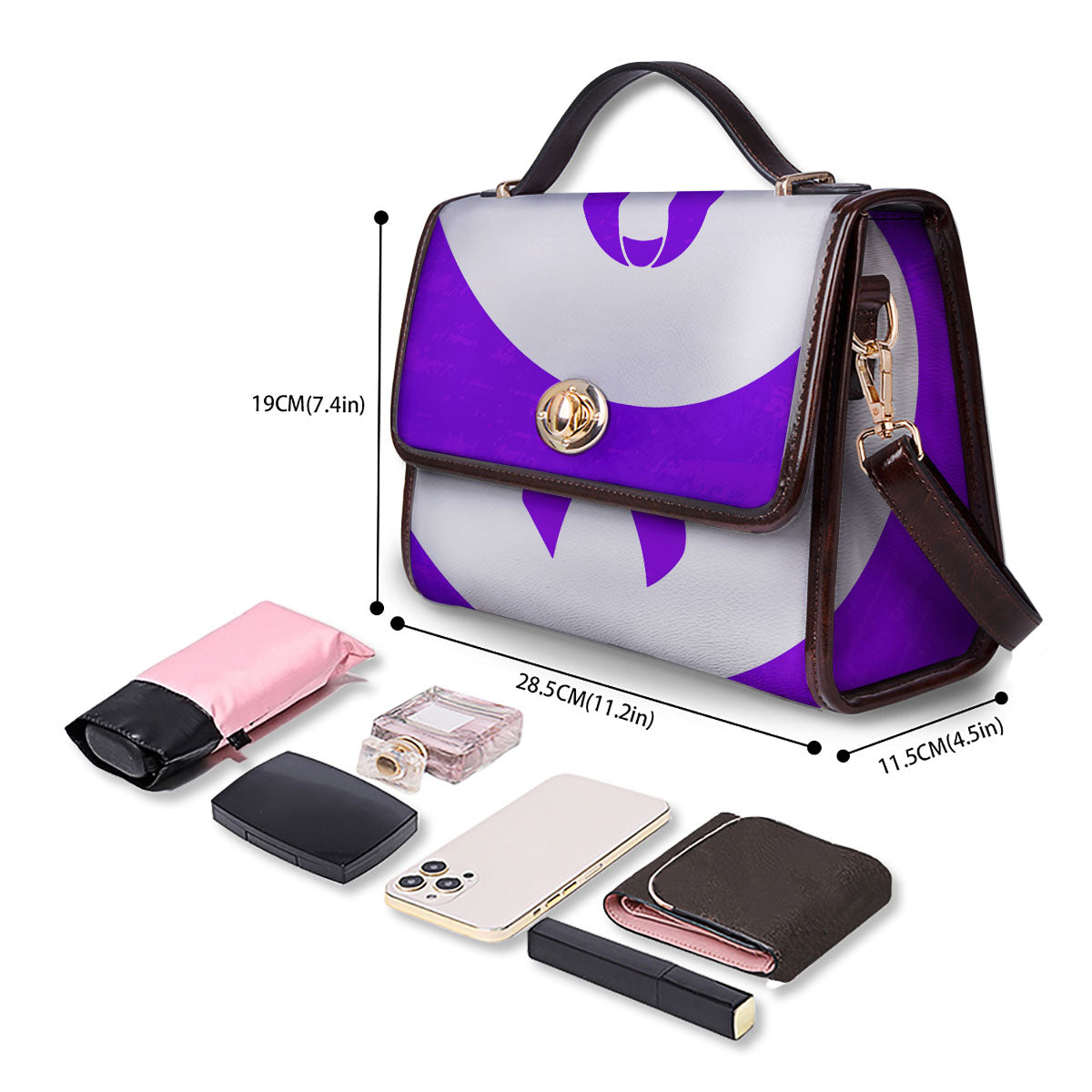 Cancer Awareness Ribbon Purple Print Women's Satchel Bag - Image 4