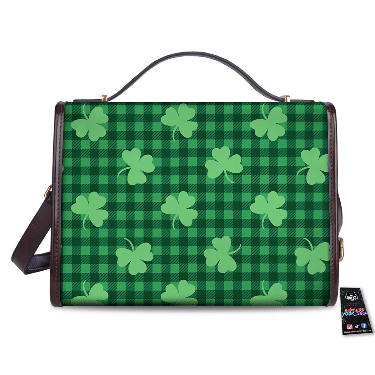 Buffalo Plaid St. Patrick's Day Print Pattern Women's Satchel Bag - Image 2
