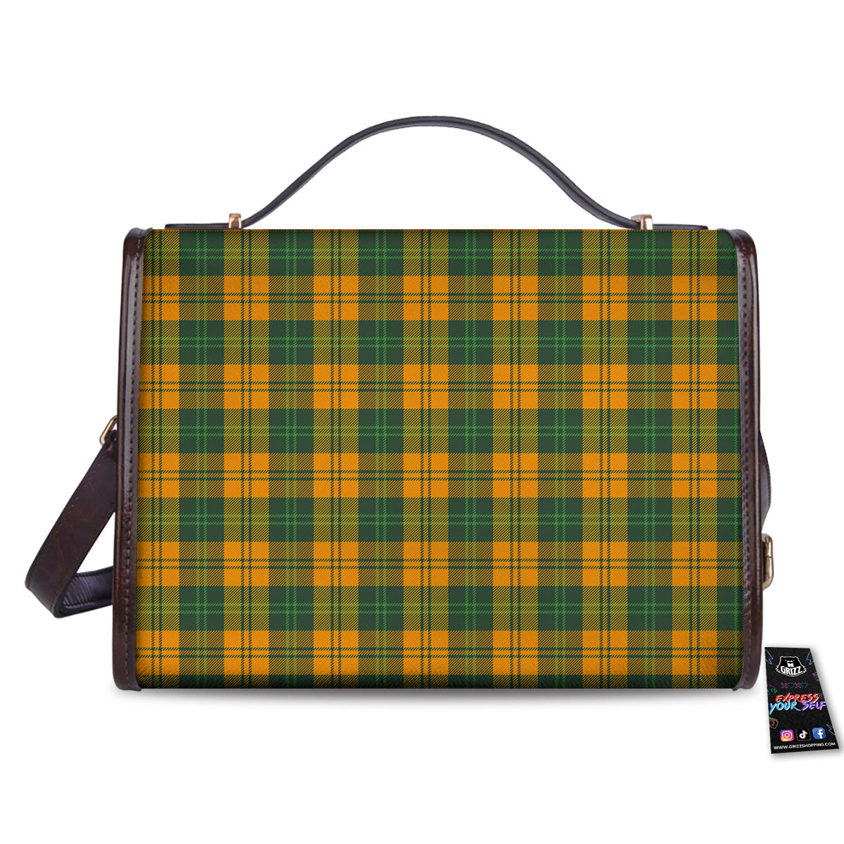 Buffalo Plaid Saint Patrick's Day Print Pattern Women's Satchel Bag - Image 2