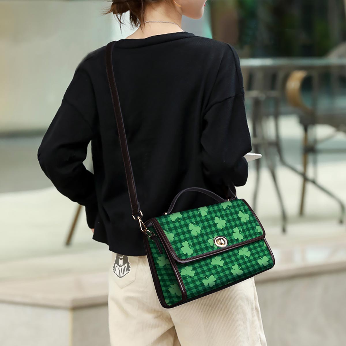 Buffalo Plaid St. Patrick's Day Print Pattern Women's Satchel Bag - Image 3