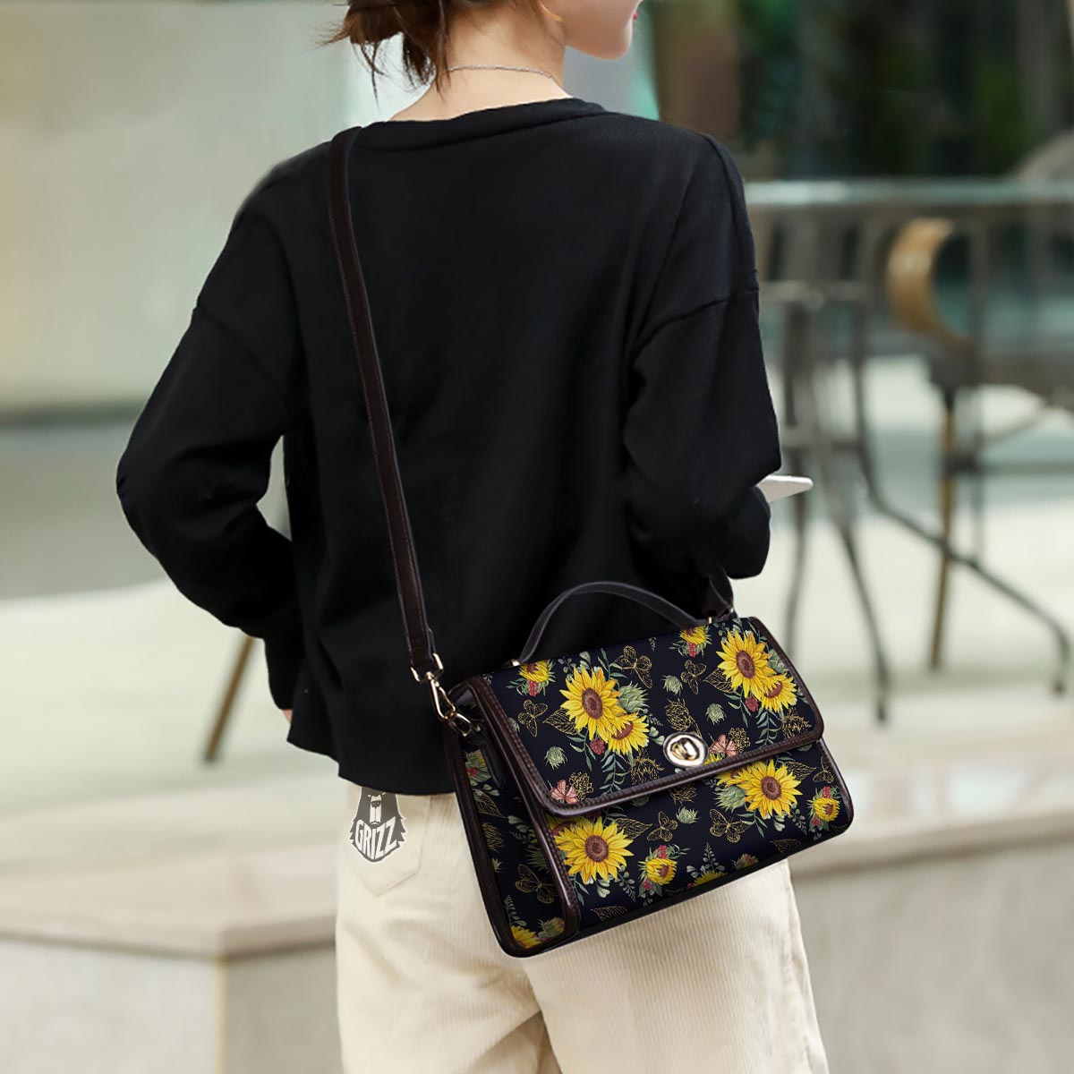 Sunflower Field Print Pattern Women's Satchel Bag - Image 3