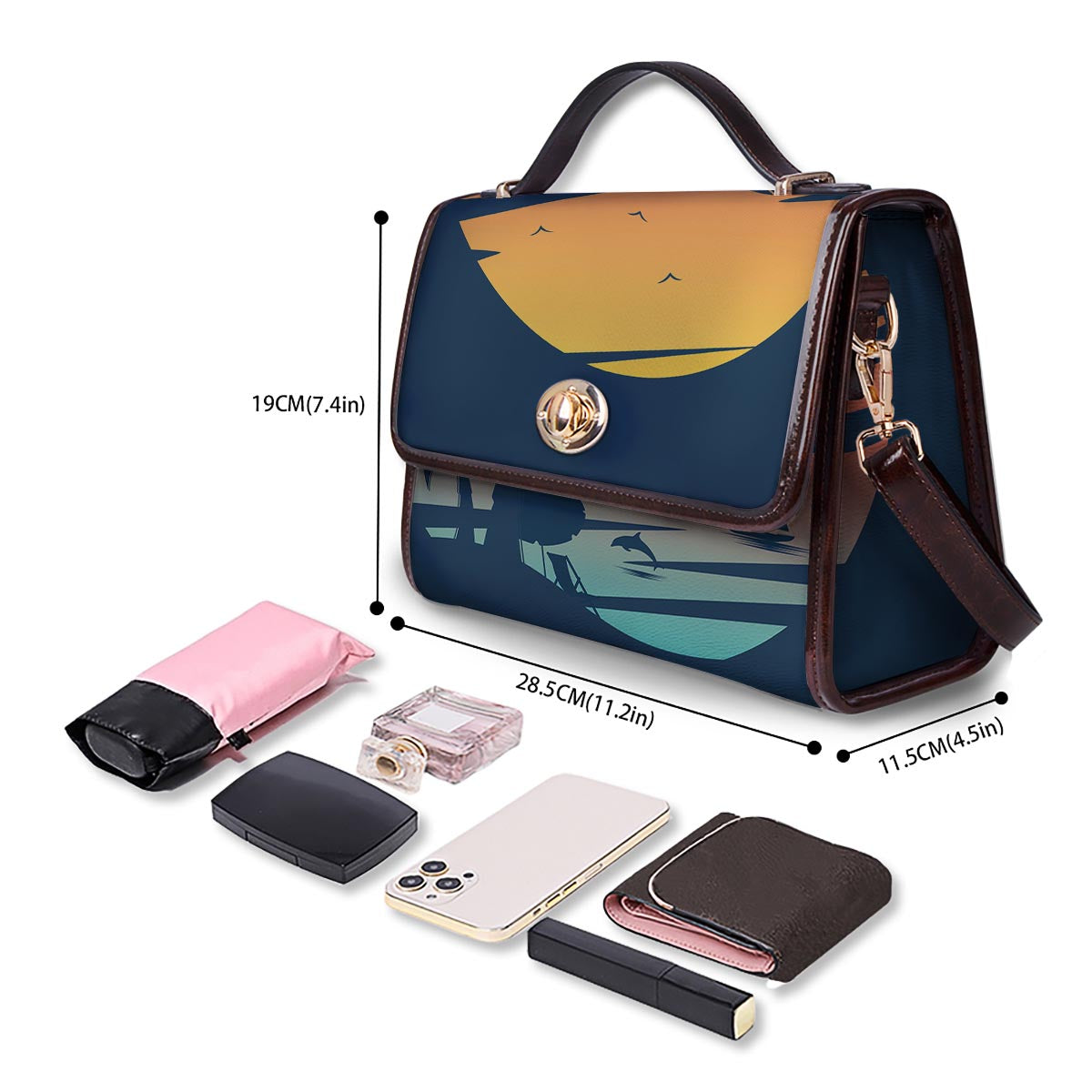 Sunset Beach Tropical Print Women's Satchel Bag - Image 4