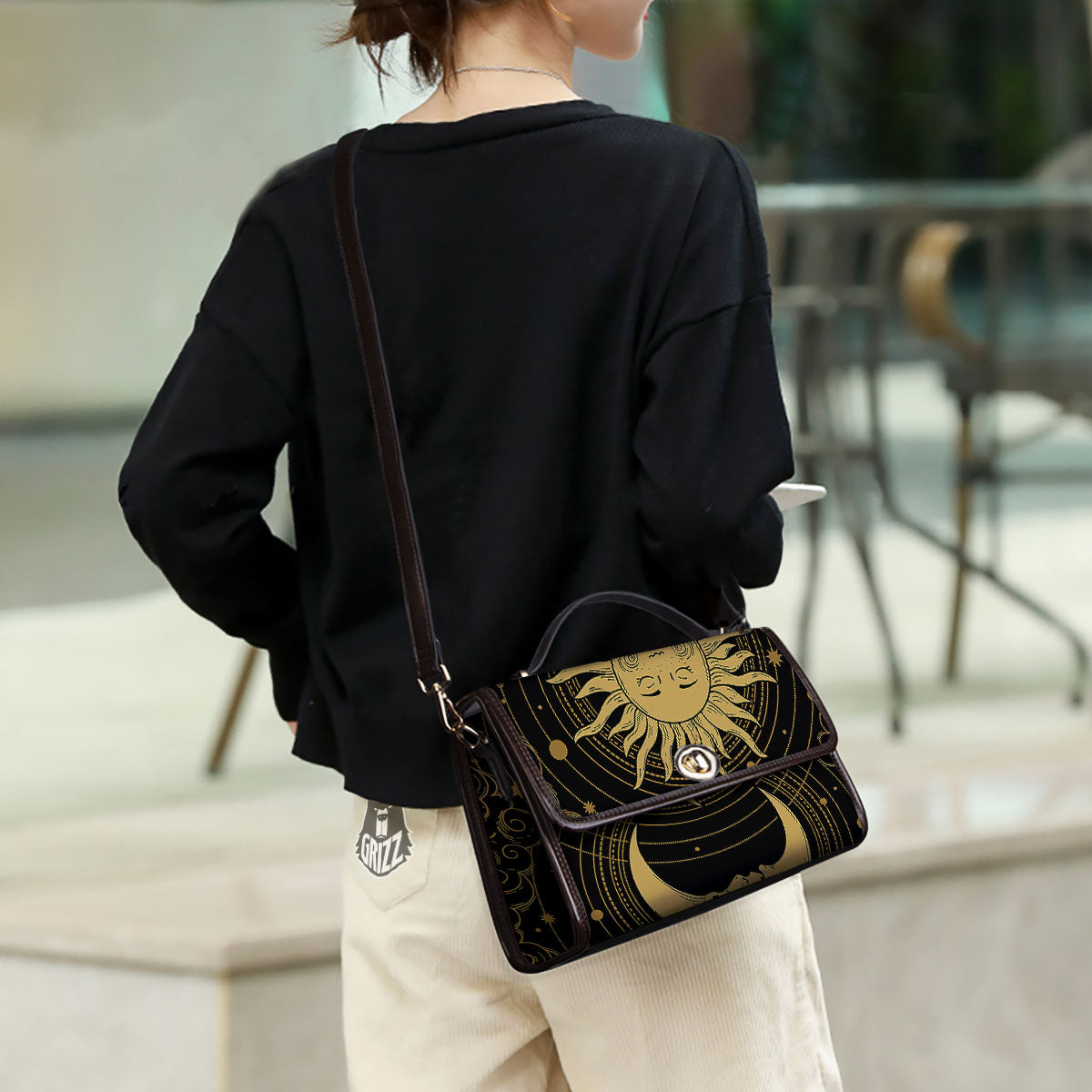 Sun And Vintage Moon Print Women's Satchel Bag - Image 3