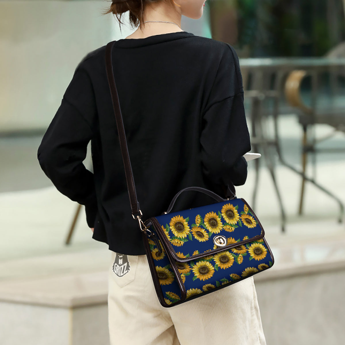 Sunflower Watercolor Print Pattern Women's Satchel Bag - Image 3