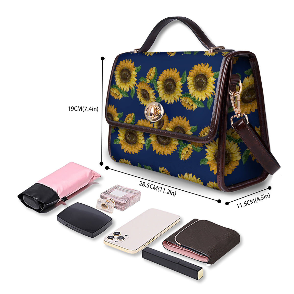 Sunflower Watercolor Print Pattern Women's Satchel Bag - Image 4