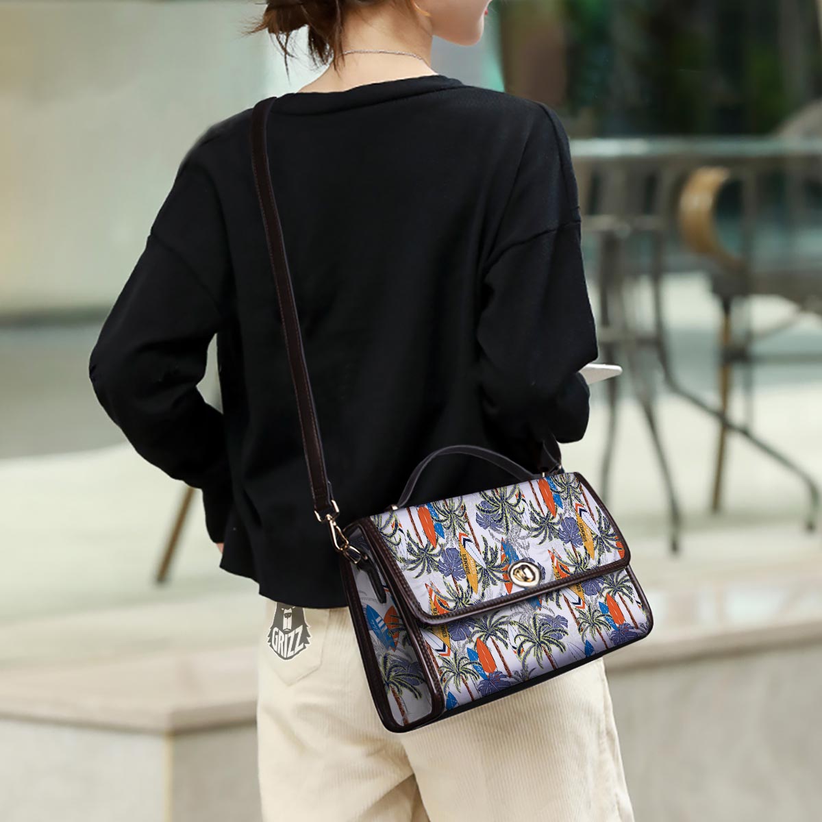 Surfing Summer Print Pattern Women's Satchel Bag - Image 3