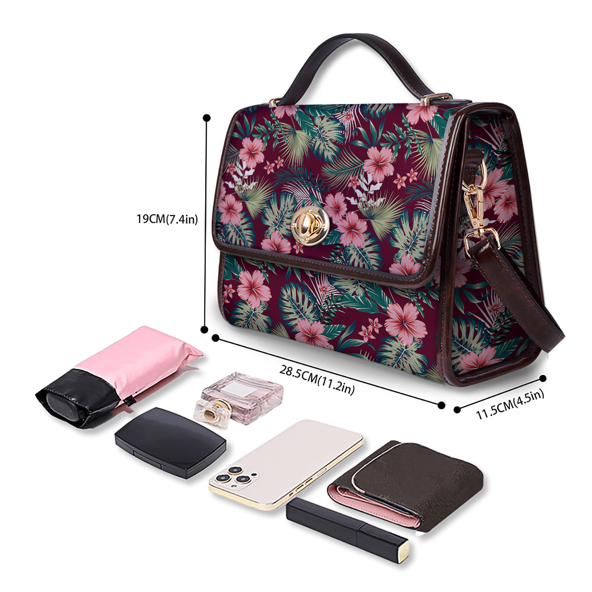 Summer Tropical Print Pattern Women's Satchel Bag - Image 4