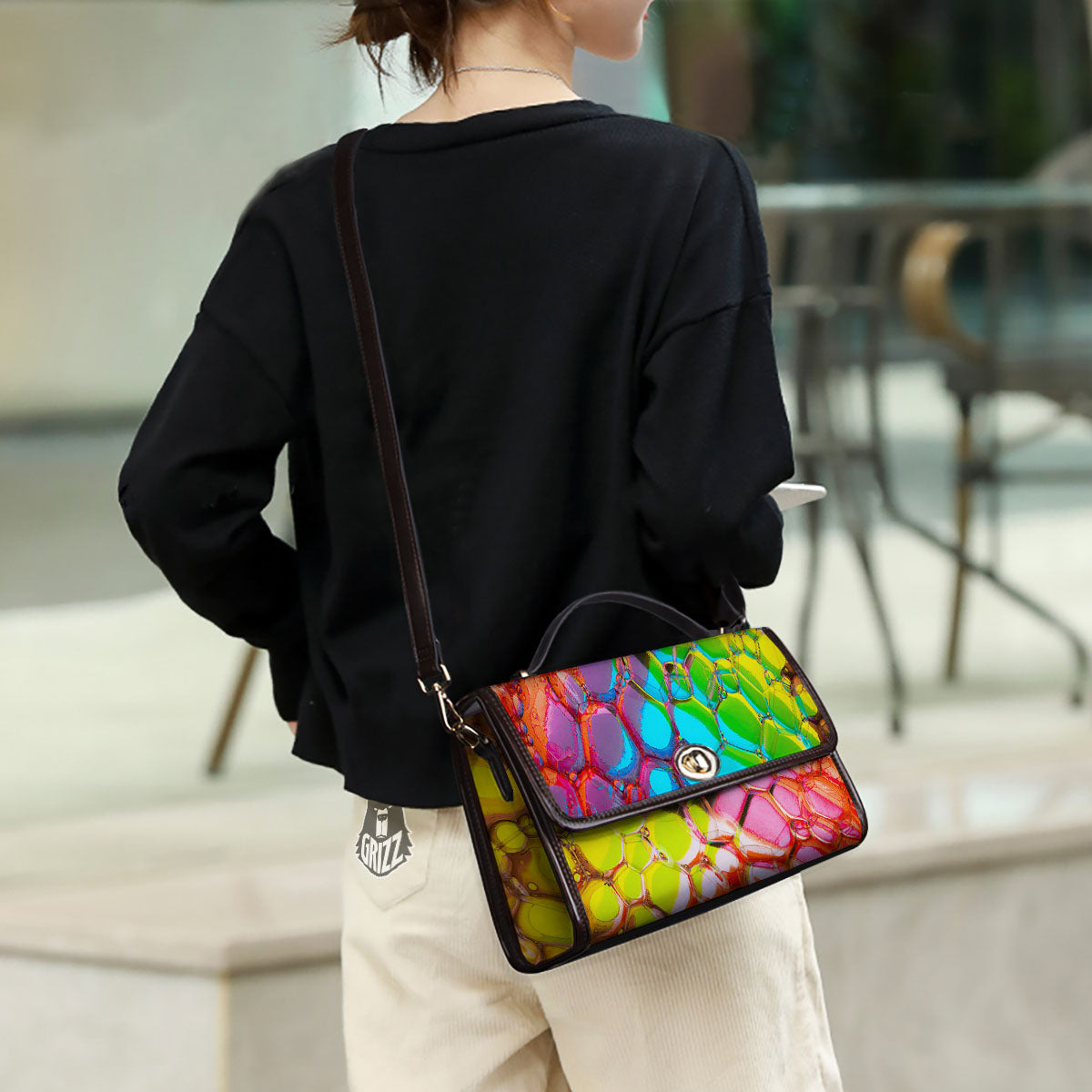 Bubble Soap Psychedelic Print Women's Satchel Bag - Image 3