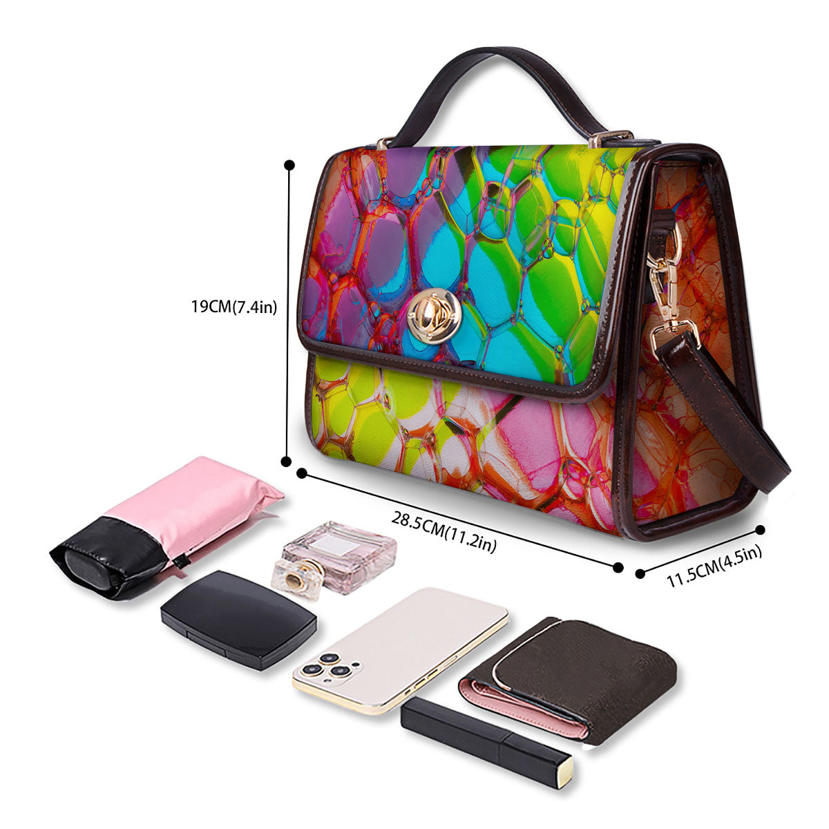 Bubble Soap Psychedelic Print Women's Satchel Bag - Image 4